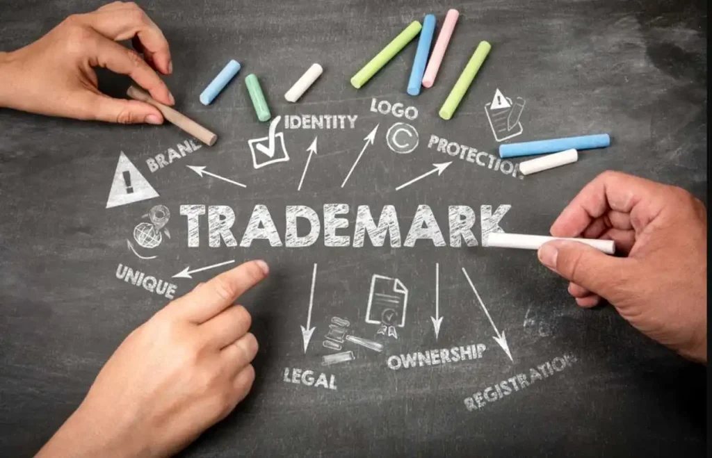 Trademark concept with branding, identity and legal protection illustration