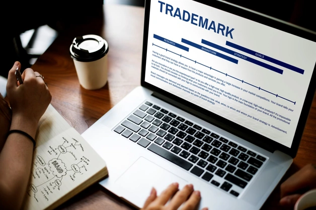 Trademark application review on laptop screen